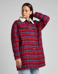 LEE WOOL COAT DAMSKA KURTKA PRZEJŚCIOWA SHERPA SCARLET L55HBJ10 112320686. Czerwone kurtki Lee, l, bez wzorów, bez kaptura. Za 309,99 zł.