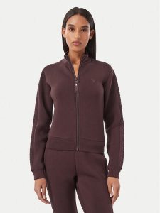 Guess Bluza V2YQ17 K7UW2 Brązowy ciemny Regular Fit. Brązowe bluzy Guess, s, z aplikacjami, z wiskozy, bez kaptura. Za 364,99 zł.