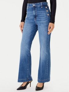 Guess Jeansy W5GA0P D5Q01 Niebieski Wide Leg. Niebieskie jeansy Guess, z aplikacjami, z bawełny. Za 529,99 zł.