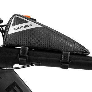 Torba rowerowa na ramę płetwa Rockbros B57 paski/bolt on. Czarne torebki klasyczne ROCKBROS, bez wzorów, bez dodatków. Za 89,99 zł.