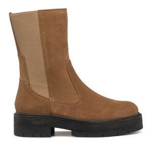 Botki Geox. Brązowe botki Geox, bez wzorów, bez obcasa, na płaskiej podeszwie, bez zapięcia. Za 489,99 zł.