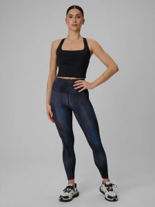 Legginsy fitness szybkoschnące damskie. Szare legginsy 4f, bez wzorów, z dzianiny, z podwyższonym stanem. Za 159,99 zł.