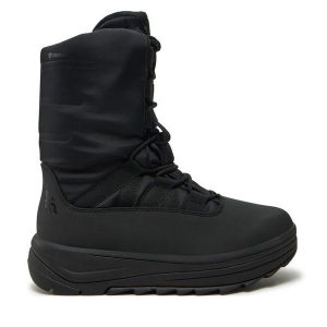 Śniegowce 4F. Czarne buty zimowe 4f, bez obcasa, bez zapięcia. Za 449,99 zł.