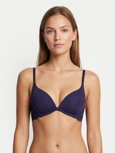 Tommy Hilfiger Biustonosz push-up UW0UW06051 Granatowy. Niebieskie biustonosze TOMMY HILFIGER, bez wzorów, z syntetyku. Za 219,99 zł.