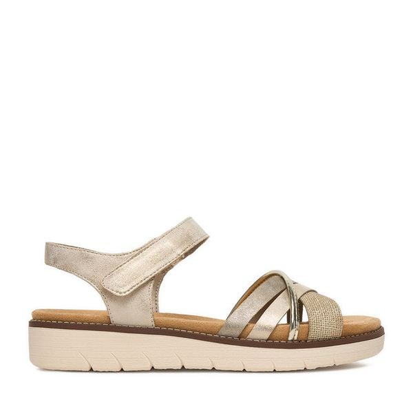 Sandały Remonte. Żółte sandały Remonte, bez wzorów, bez obcasa, na płaskiej podeszwie, bez zapięcia. Za 339,99 zł.