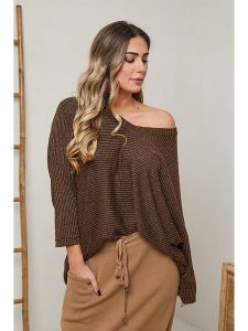 Plus Size Company Sweter "Daliah" w kolorze brązowym rozmiar: 50. Brązowe swetry oversize Plus Size Company, plus size, bez wzorów, bez ramiączek. Za 159,21 zł.