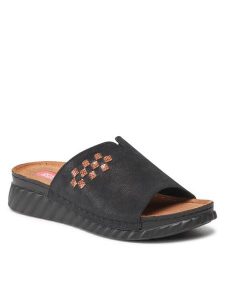 Go Soft Klapki EST-2299-02 Czarny. Czarne klapki Go Soft, bez wzorów, ze skóry, bez obcasa. Za 149,99 zł.