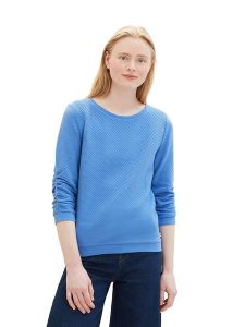 Tom Tailor Bluza w kolorze niebieskim rozmiar: XS. Niebieskie bluzy Tom Tailor, xs, bez wzorów, z bawełny, bez kaptura. Za 52,67 zł.