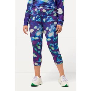 Damskie Funkcjonalne legginsy 3/4 kieszeń na zamek wysoki stan. Niebieskie legginsy Ulla Popken, bez wzorów, z materiału, z podwyższonym stanem. Za 244,99 zł.