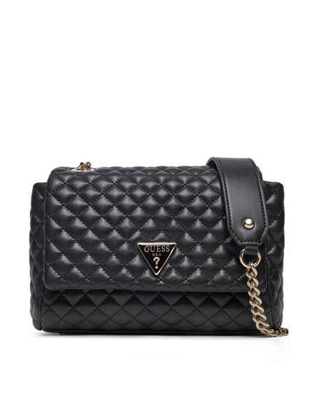 Guess Torebka HWEQG9 54121 Czarny. Czarne listonoszki Guess, z aplikacjami, ze skóry, bez dodatków. Za 369,99 zł.