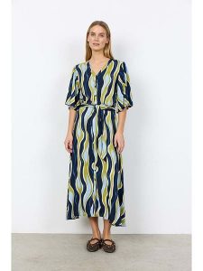 Soyaconcept Sukienka "Cammi" w kolorze błękitno-granatowo-zielonym rozmiar: M. Niebieskie sukienki Soyaconcept, na imprezę, m, bez wzorów, z tkaniny, klasyczne, bez kołnierzyka, bez ramiączek, maxi. Za 171,28 zł.