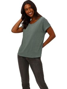 Heine Koszulka w kolorze khaki rozmiar: 38. Brązowe bluzki Heine, bez wzorów, bez kołnierzyka, bez ramiączek. Za 48,16 zł.