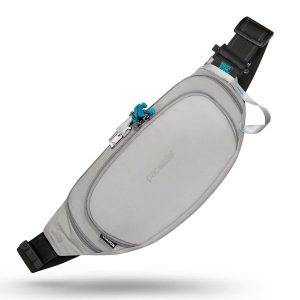 Saszetka antykradzieżowa nerka Pacsafe ECO Waist Pack Econyl. Czarne nerki i saszetki Pacsafe, bez wzorów. Za 445,99 zł.