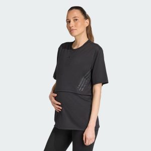 Koszulka Maternity. Czarne bluzki ADIDAS, l, bez wzorów, sportowe, bez kołnierzyka, moda ciążowa, bez ramiączek. Za 199,00 zł.