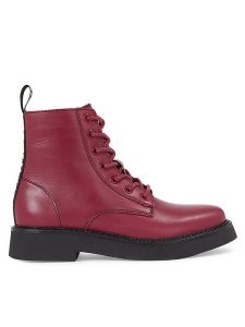 Tommy Jeans Trzewiki Tjw Lace Up Flat EN0EN02310 Bordowy. Czerwone botki Tommy Jeans, bez wzorów, z jeansu, bez obcasa, na płaskiej podeszwie, bez zapięcia. Za 539,99 zł.