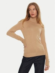 Guess Golf Paule W2BR53 Z2V62 Beżowy Regular Fit. Brązowe golfy Guess, z aplikacjami, z wiskozy. Za 179,99 zł.