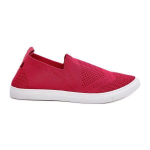 Damskie Tenisówki Slip-on Big Star FF274A605 Fuksja różowe. Czerwone trampki bez wzorów, z materiału, bez zapięcia. Za 167,06 zł.