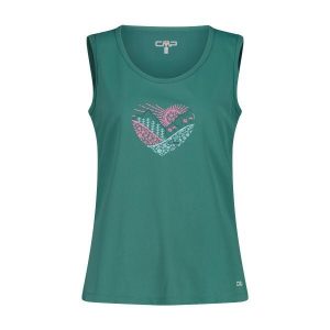 Koszulka damska turystyczna CMP 38T6666. Zielone koszulki sportowe CMP, bez wzorów, bez ramiączek. Za 143,50 zł.