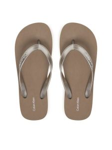 Calvin Klein Japonki Flatform Flip Flop Met Tpu HW0HW03120 Złoty. Żółte klapki Calvin Klein, bez wzorów, z syntetyku, bez obcasa. Za 189,99 zł.