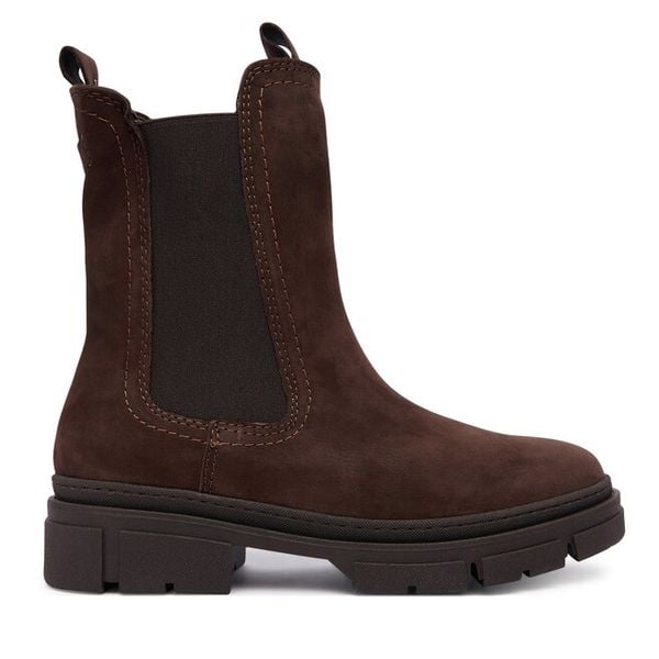 Sztyblety Tamaris. Brązowe botki Tamaris, bez wzorów, bez obcasa, na płaskiej podeszwie, bez zapięcia. Za 339,99 zł.