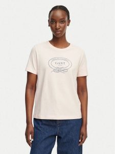 Gant T-Shirt 4201440 Różowy Regular Fit. Czerwone t-shirty GANT, s, bez wzorów, z bawełny, bez kołnierzyka, bez ramiączek. Za 231,99 zł.