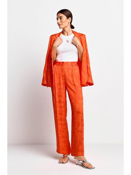 Rich & Royal Spodnie w kolorze pomarańczowym rozmiar: 42. Pomarańczowe spodnie z wysokim stanem Rich & Royal, bez wzorów, z materiału, z podwyższonym stanem. Za 183,59 zł.