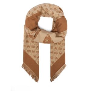 Chusta Guess. Brązowe apaszki i chusty Guess, z aplikacjami. Za 194,99 zł.