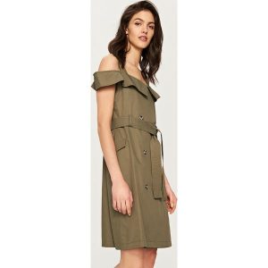 Dwurzędowa sukienka - Khaki. Brązowe kombinezony marki Reserved. W wyprzedaży za 89,99 zł.