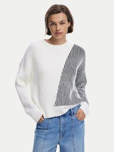 Desigual Sweter Nome 25WWJF26 Biały Regular Fit. Białe swetry klasyczne Desigual, l, z bawełny, bez kołnierzyka. Za 269,99 zł.