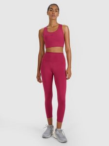 4F Legginsy treningowe 7/8 z wysokim stanem damskie - czerwone S. Czerwone legginsy 4f, bez wzorów, z dzianiny, z podwyższonym stanem. Za 119,99 zł.