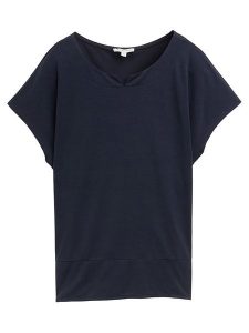 Tom Tailor Koszulka w kolorze granatowym rozmiar: S. Niebieskie bluzki Tom Tailor, s, bez wzorów, z wiskozy, bez kołnierzyka, bez ramiączek. Za 57,06 zł.