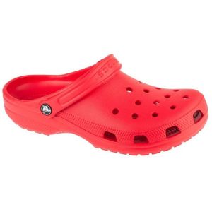 Klapki Crocs Classic 10001-6WC czerwone. Czerwone klapki bez wzorów, bez obcasa. Za 311,70 zł.