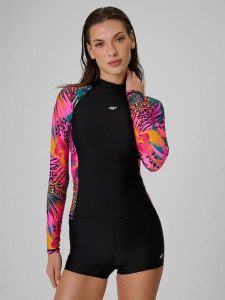 4F Top do pływania z nadrukiem damski - multikolor XL. Brązowe topy 4f, s, bez wzorów, z materiału, bez kołnierzyka, bez ramiączek. Za 149,99 zł.