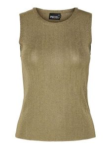 Pieces Top "Salima" w kolorze oliwkowym rozmiar: XL. Zielone topy Pieces, s, bez wzorów, z wiskozy, klasyczne, bez kołnierzyka, bez ramiączek. Za 69,75 zł.