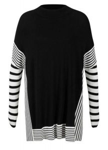 Długi sweter. Czarne swetry oversize bonprix, bez wzorów, bez ramiączek. Za 112,99 zł.