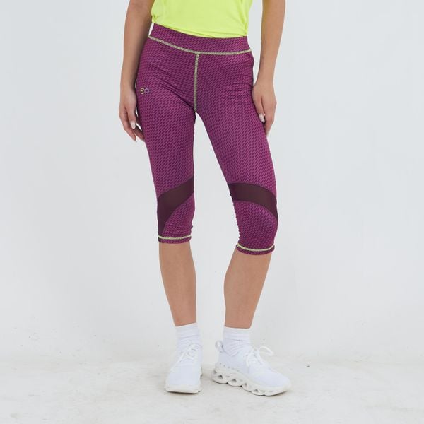 Legginsy treningowe 3/4 ASYR damskie. Czerwone legginsy ELPLAYER, bez wzorów, z jersey. Za 63,90 zł.