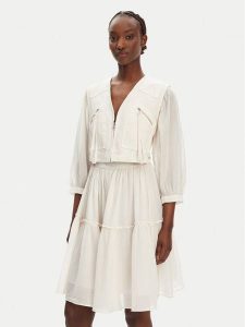 PINKO Sukienka codzienna Frank 105251 A2MI Écru Regular Fit. Sukienki Pinko, na co dzień, bez wzorów, z bawełny, bez kołnierzyka, bez ramiączek, proste. Za 699,99 zł.