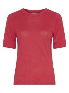 MOSS COPENHAGEN Bluzka w kolorze czerwonym rozmiar: L/XL. Czerwone bluzki Moss Copenhagen, l, bez wzorów, bez kołnierzyka, bez ramiączek. Za 105,38 zł.