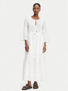 Selmark Sukienka letnia BC296 Biały Relaxed Fit. Białe kombinezony Selmark, na lato, s, bez wzorów, z bawełny, bez kołnierzyka, bez ramiączek. Za 259,99 zł.