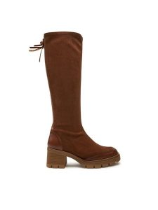 Hispanitas Kozaki HI243682 Brązowy. Brązowe kozaki Hispanitas, bez wzorów, z materiału, bez obcasa, na słupku, bez zapięcia. Za 339,00 zł.