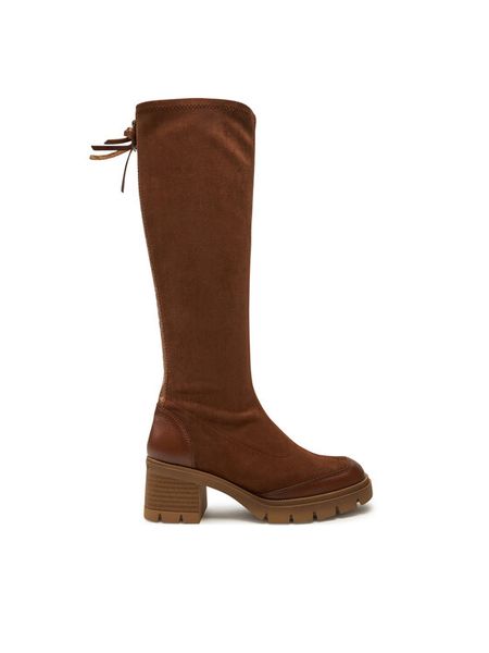 Hispanitas Kozaki HI243682 Brązowy. Brązowe kozaki Hispanitas, bez wzorów, z materiału, bez obcasa, na słupku, bez zapięcia. Za 339,00 zł.