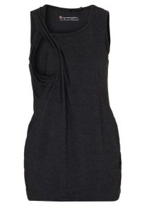 Top ciążowy i do karmienia 2w1. Czarne topy bonprix, bez wzorów, bez kołnierzyka, bez ramiączek. Za 44,99 zł.