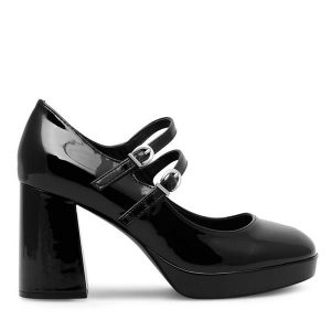 Półbuty Jenny Fairy. Czarne czółenka Jenny Fairy, bez wzorów, bez obcasa, na obcasie, bez zapięcia. Za 149,99 zł.