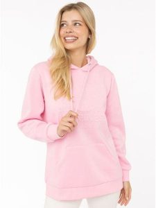Zwillingsherz Bluza "Happiness Vibes" w kolorze jasnoróżowym rozmiar: S/M. Różowe bluzy Zwillingsherz, m, bez wzorów, z kapturem. Za 183,59 zł.