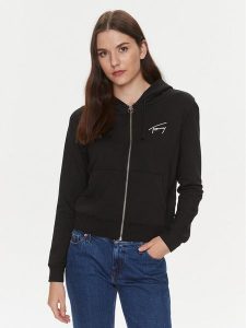Tommy Jeans Bluza Signature DW0DW17338 Czarny Regular Fit. Czarne bluzy Tommy Jeans, xxs, bez wzorów, z jeansu, bez kaptura. Za 359,99 zł.