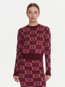PINKO Sweter Gypsies 106041 A2YD Bordowy Regular Fit. Czerwone swetry klasyczne Pinko, l, z wiskozy, bez kołnierzyka. Za 529,99 zł.