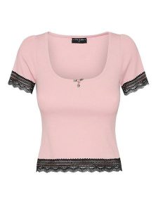 Vive Maria Koszulka "Sweet Cropped" w kolorze jasnoróżowym rozmiar: M. Różowe bluzki Vive Maria, m, bez wzorów, prążkowane, bez kołnierzyka, bez ramiączek. Za 61,46 zł.