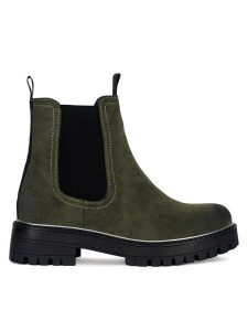 Jenny Fairy Botki WS13202-05 Khaki. Brązowe botki Jenny Fairy, bez wzorów, ze skóry, bez obcasa, na płaskiej podeszwie, bez zapięcia. Za 159,99 zł.