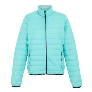 Damska kurtka puchowa Regatta Hillpack II. Niebieskie kurtki Regatta, bez wzorów, z puchu, bez kaptura. Za 119,99 zł.