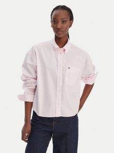 Tommy Jeans Koszula DW0DW22766 Różowy Regular Fit. Czerwone koszule Tommy Jeans, m, bez wzorów, z bawełny, bez kołnierzyka, bez ramiączek. Za 369,99 zł.